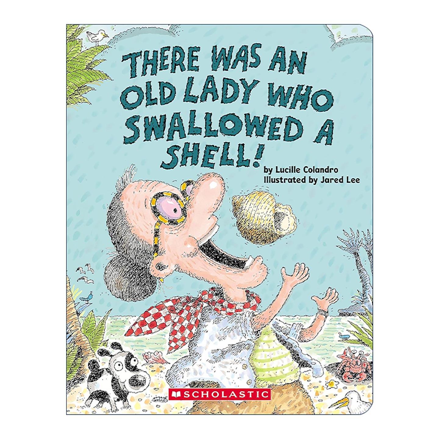 英文原版 There Was an Old Lady Who Swallowed a Shell 有个老婆婆吞下了一个贝壳 纸板书 英文版 进口英语原版书籍