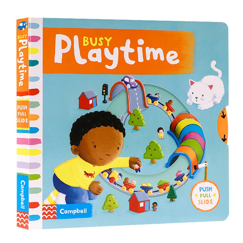 busy系列 忙碌的玩耍时间 英文原版绘本 busy playtime 推拉滑动机关