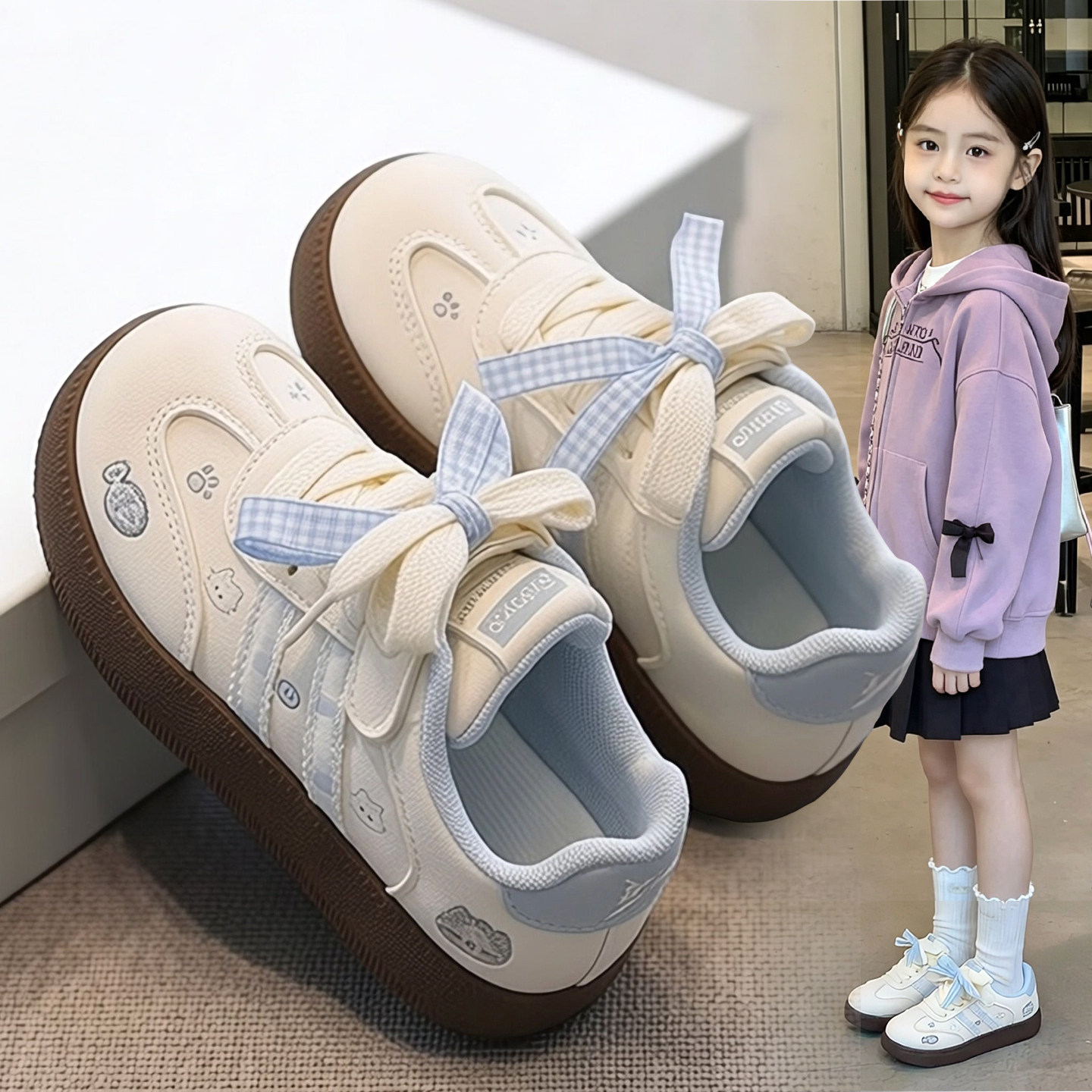 英国潮牌女童德训鞋儿童板鞋小女