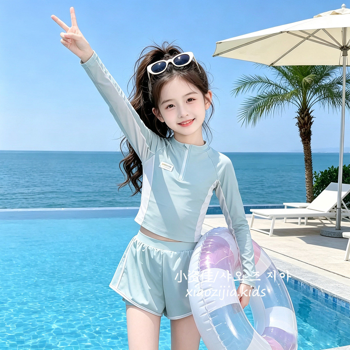 英国潮牌女童泳衣夏季2026新款儿