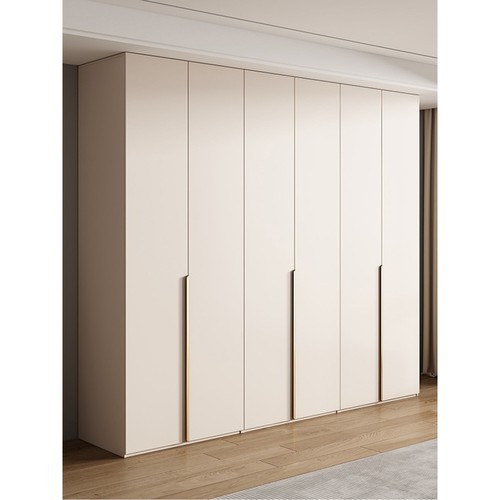 衣柜家用卧室储物柜现代简约极简奶油风四六门到顶组合大衣橱