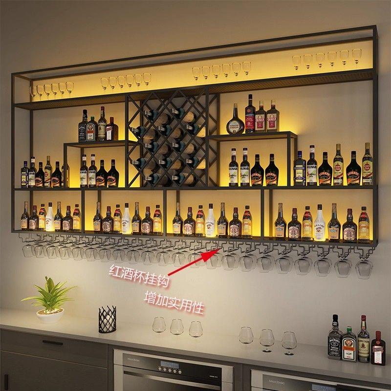 吧台餐厅酒架红酒置物架墙上置物架壁挂式酒柜铁艺展示架架子