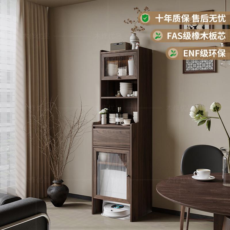 中古风餐边柜扫地机器人家政柜靠墙一体法式复古储物柜收纳柜边柜