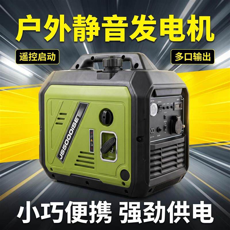 建设220V发电机家用大功率汽油摆摊户外野营手提式静音变频发电机