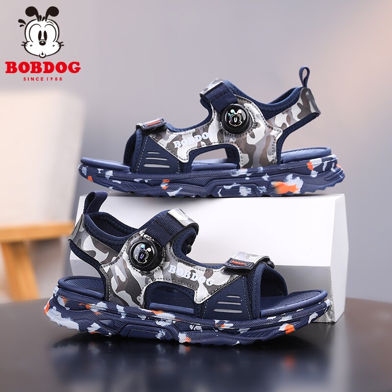 巴布豆露趾男童凉鞋2026夏季新款小学生男孩子防滑软底儿童沙滩鞋