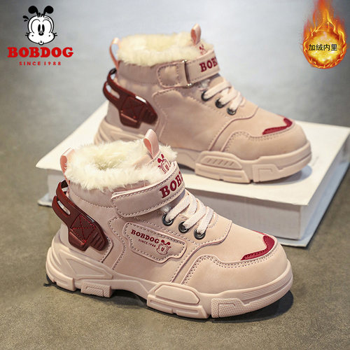 巴布豆女童棉鞋加绒加厚保暖