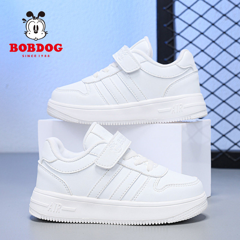 巴布豆童鞋儿童板鞋春夏款透气男童小白鞋中大童女童白色运动鞋子