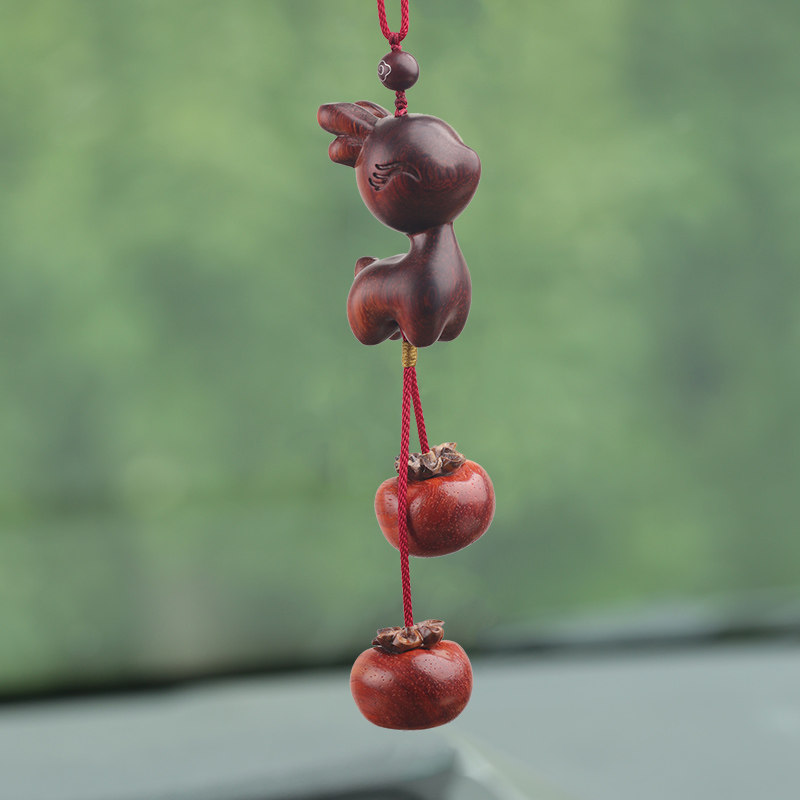 一鹿平安事事如意一路平安檀木汽车挂件后照镜吊饰车载装饰品吊坠