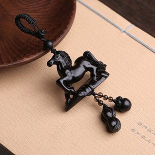 黑檀木马钥匙扣 男女汽车钥匙挂件创意生肖马钥匙链汽车钥匙圈