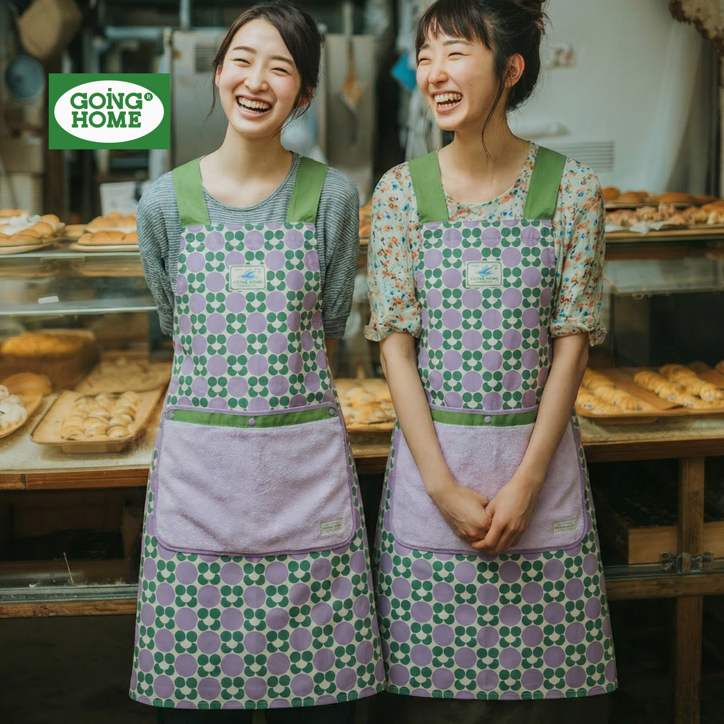 厨房做饭专用围裙女士厨房洋气带擦手免系带防泼水烘焙裱花师工服