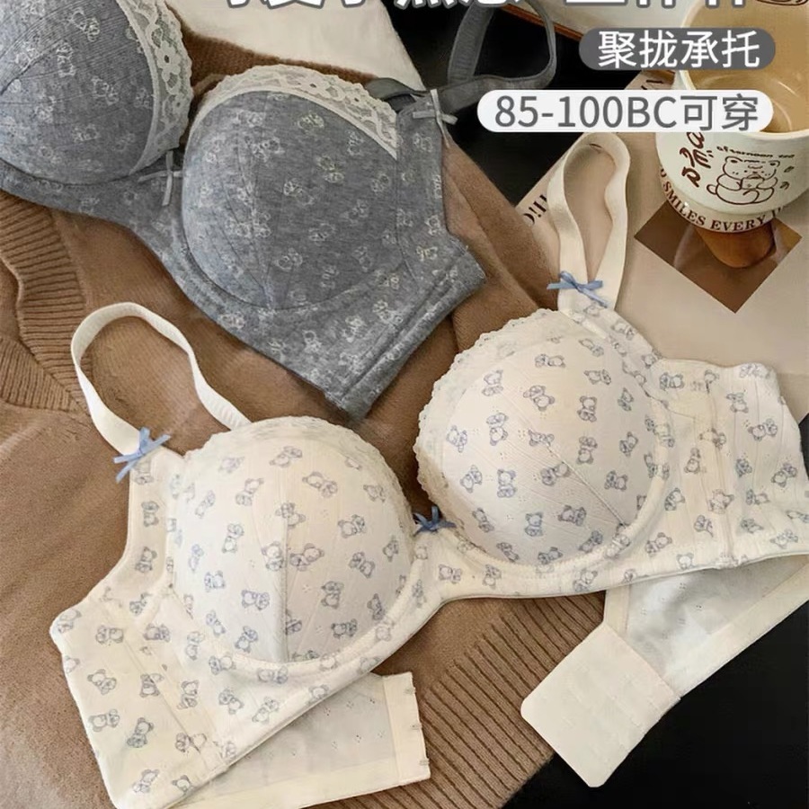 大码BM风胖MM大胸聚拢上托内衣女士2025新款软钢圈防下垂文胸套装