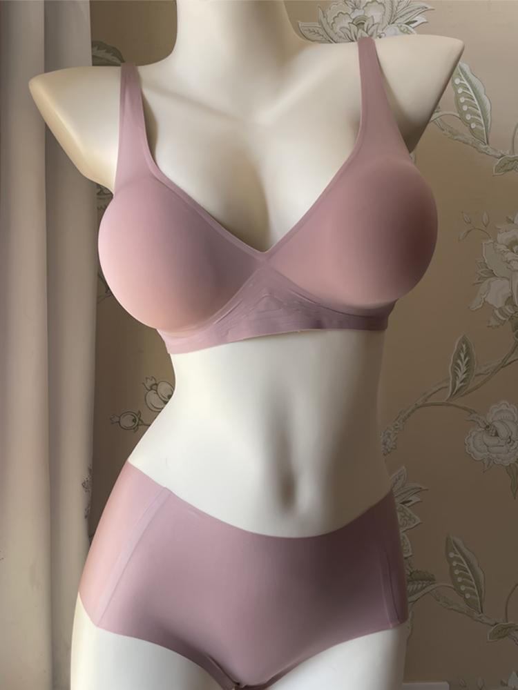 外扩胸型内衣女韩国无痕3D果冻无钢圈睡眠夏季小胸聚拢显大文胸罩