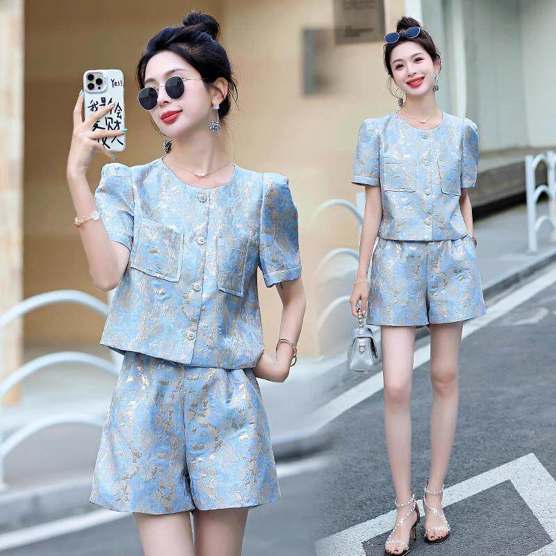 BLLOUKE短裤套装女2025夏新款小个子高级感小香风减龄漂亮洋气提