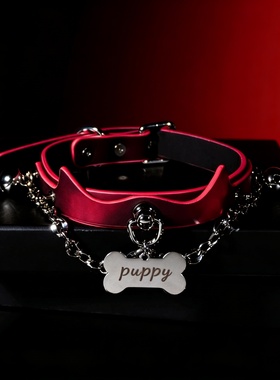 温感变色项圈choker皮铃铛男女puppy挂牌项链