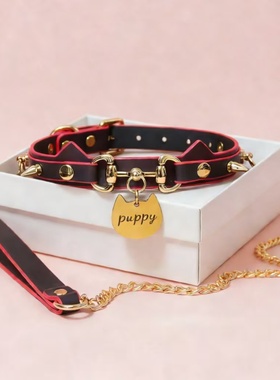 Puppy*猫耳铃铛项圈choker项牵引颈圈饰品可刻字温感变色