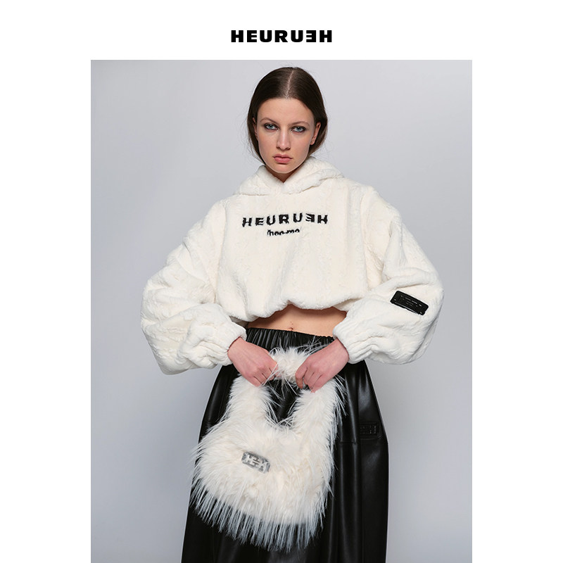 Heurueh仿驼鸟毛腋下包