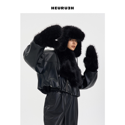 HEURUEH 秋冬新品 COZY 仿毛包套手套