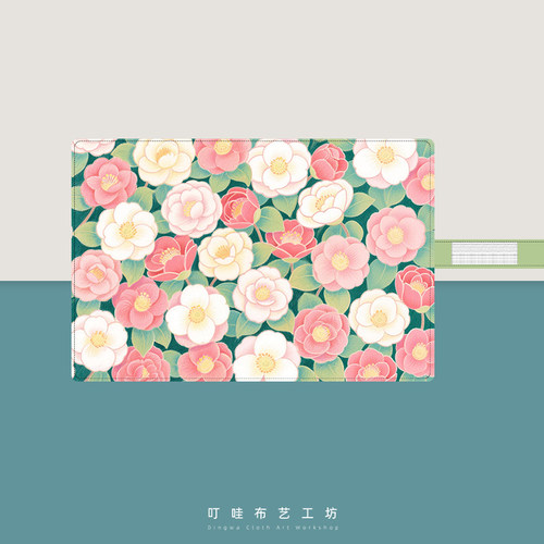 叮哇绿萼红妆山茶花笔帘定制
