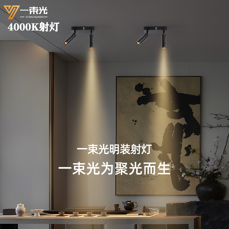 一束光聚光射灯双头小角度3/8度明装4000K客厅茶室吧台氛围餐饮灯