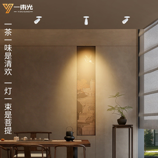 一束光射灯嵌入式客厅玄关茶室可调墙壁照画博物馆调焦聚光灯黑色