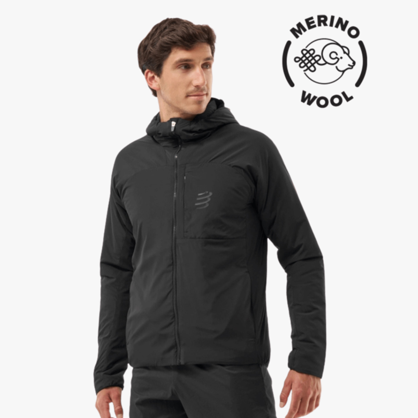 compressport运动跑步保暖连帽夹克羊毛2.0