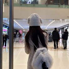 甜美俏皮高级韩国芭乃毛绒绒链条大容量通勤休闲双肩包手提女包包