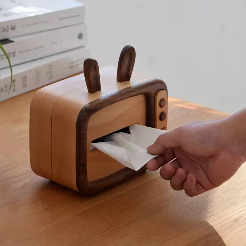 每莉木质高颜值胡桃木纸巾盒
