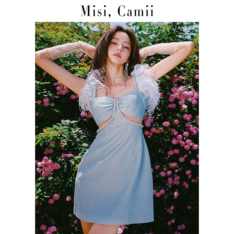 Misi,Camii甜美A字裙聚酯纤维