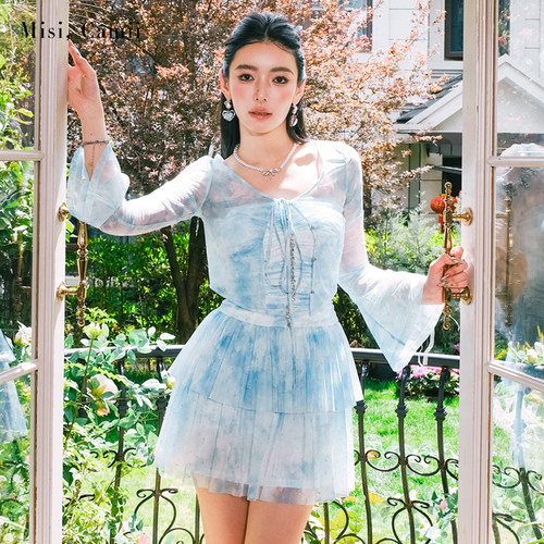 Misi,Camii法式钻饰晕染两件套