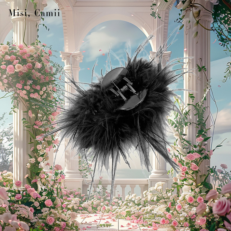 Misi,Camii头夹羽毛鸵鸟毛