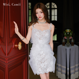 立体纱亮片蕾丝连衣裙名媛风时尚 女装 性感 新款 Misi.Camii2025夏季