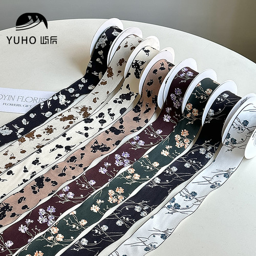 YUHO屿后3.8cm复古花系列丝带