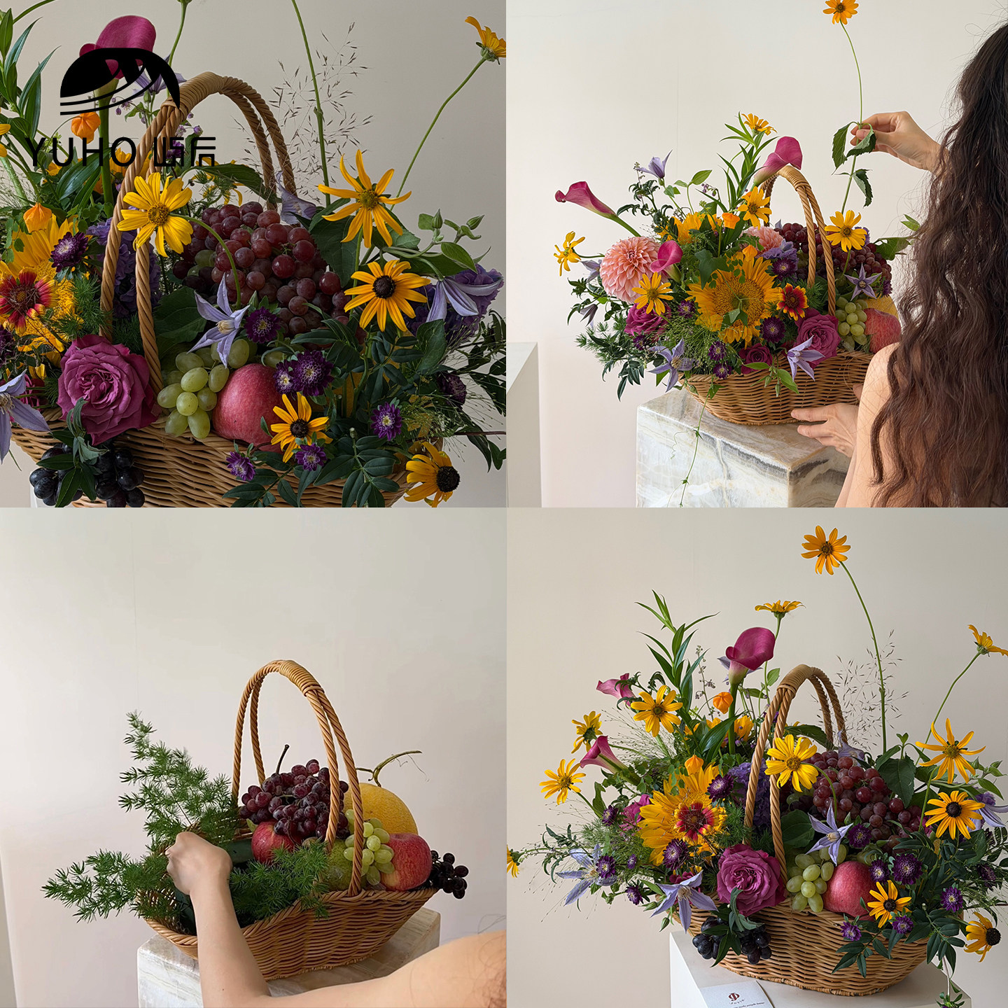 YUHO屿后水果花篮鲜花插花花篮图片