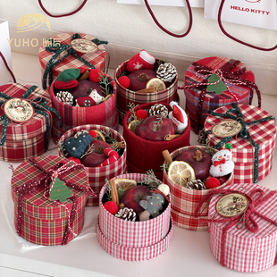 屿后 圣诞节平安夜格纹合集苹果盒材料包伴手礼diy抱抱桶 2025