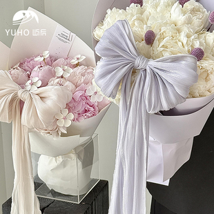 资材 饰配饰材料花艺包装 屿后 雪缎蝴蝶结布料鲜花花束diy手工装