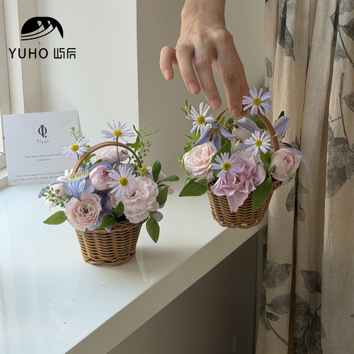 YUHO屿后花篮手提花篮节日迷你