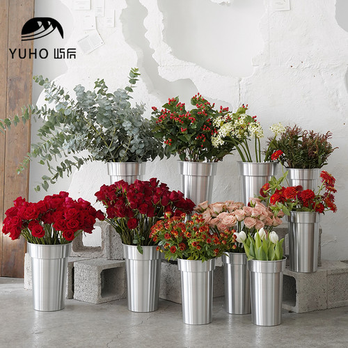 屿后铝桶鲜花养花花桶ins工具
