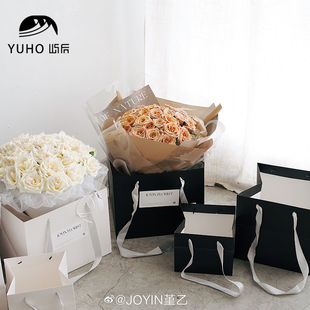 屿后 方形礼袋鲜花花束手提袋节日礼品盒手拎包装袋花艺花店材料