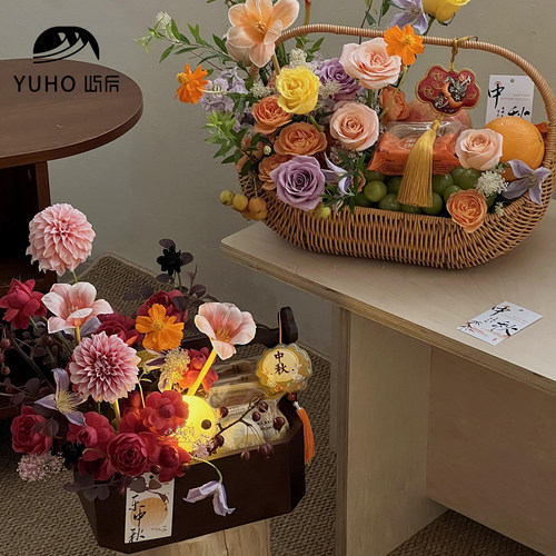 YUHO屿后花艺鲜花水果搭配花篮