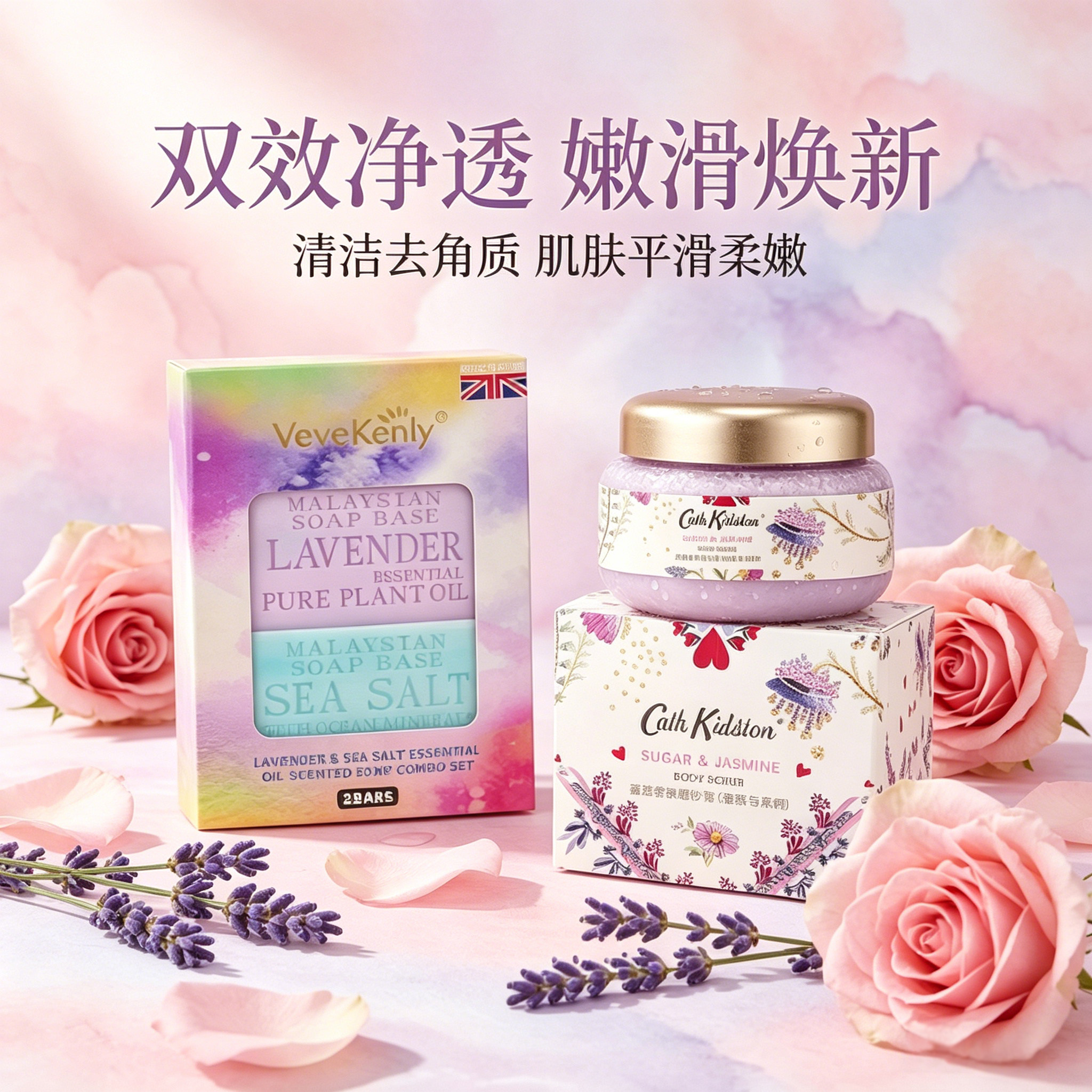 英国开市客纯植物精油香皂礼盒套装沐浴肥皂磨砂膏伴手礼物女生日