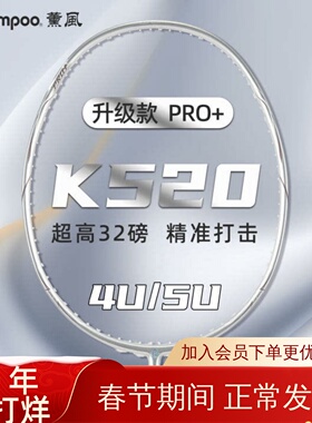 薰风K520pro羽毛球拍全碳素超轻4U5U熏风琉璃星云银刃单双拍正品