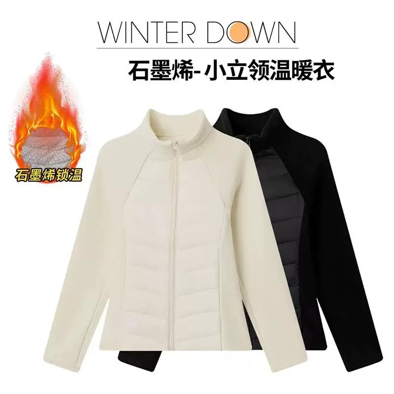 升级版！绵羊毛石墨烯蚕丝加绒轻薄棉服保暖抗寒瑜伽收腰显瘦外套