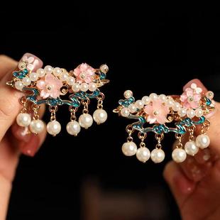 古典烧蓝精致小边夹旗袍头饰国风汉服侧边夹子发夹古风儿童发饰