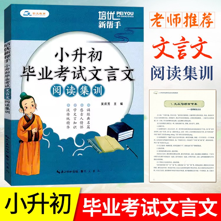 2024培优新帮手 小升初毕业考试文言文阅读集训 六6年级小升初文言文阅读与训练高分必备阅读真题测试文言虚词实词归纳知识集锦