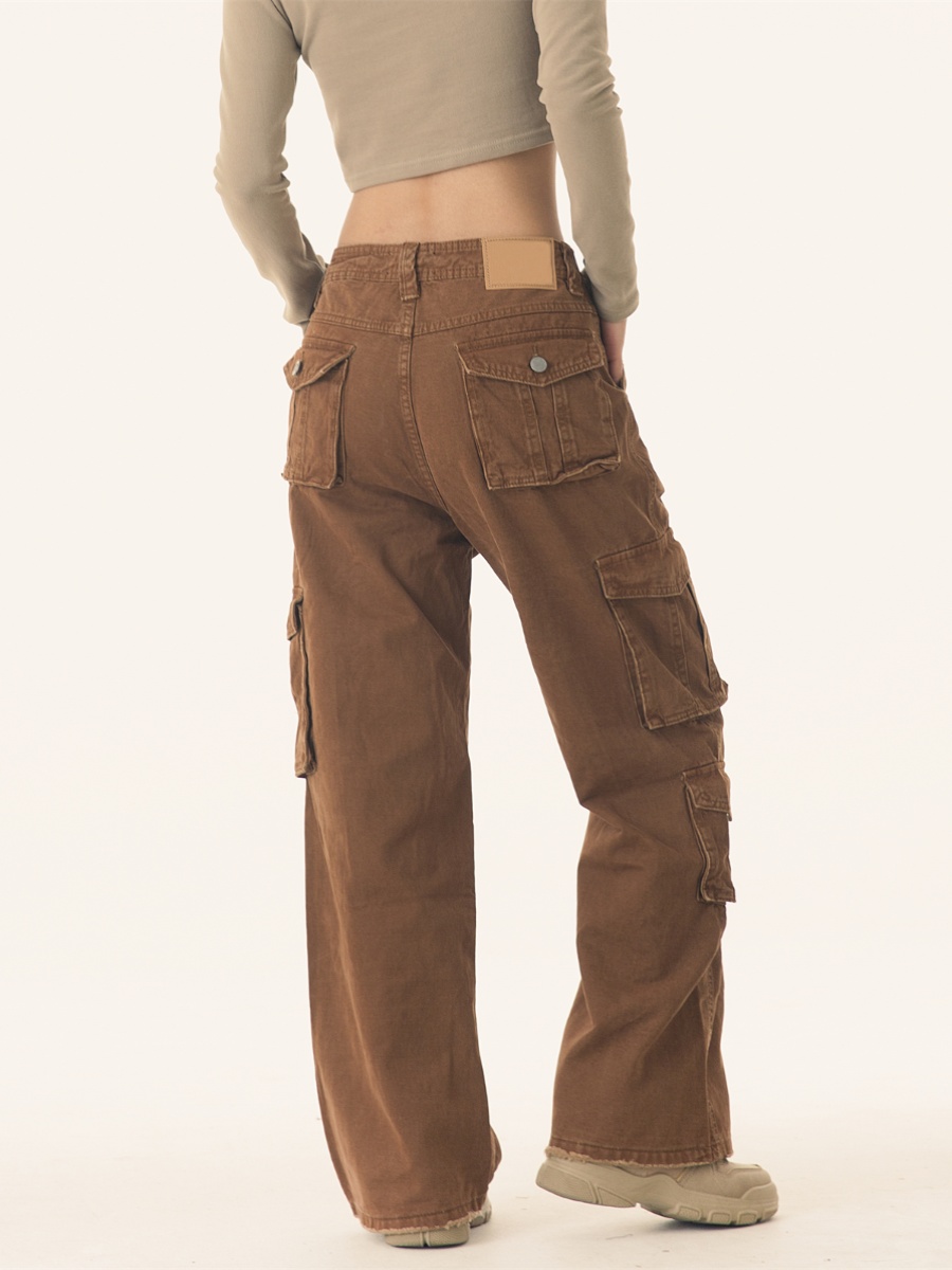 PEACEMARKET Autumn Winter Melad Washed Vintage Cargo Pants For Women Petite Tall Loose Jeans_voghion.com