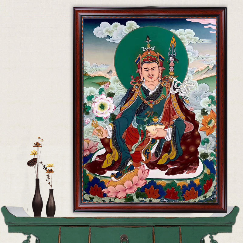 钻石画满钻新款佛像莲花生大师大士十字绣线绣莲师心咒密宗唐卡5d