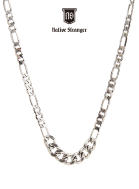 NATIVE STRANGER十字雕花古巴链项链925银