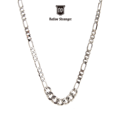 NATIVE STRANGER十字雕花古巴链项链925银
