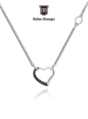 NATIVE STRANGER锆石爱心项链925银女友礼物简约设计甜美