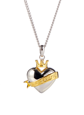 NATIVE STRANGER无惧之心镀金绸带皇冠心项链925银